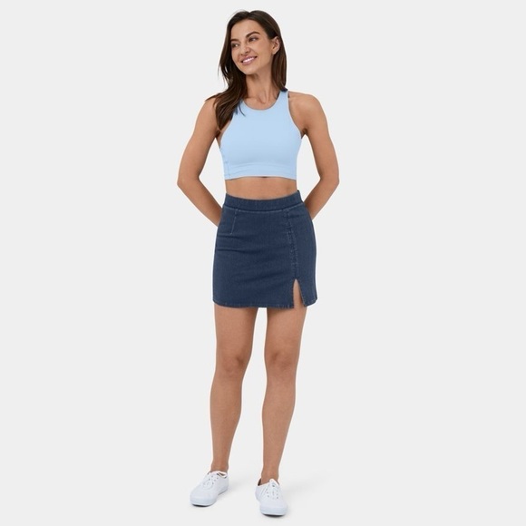 HalaraMagic™ High Waisted Split Hem Stretchy Knit Denim Mini Casual Skirt - Picture 3 of 3